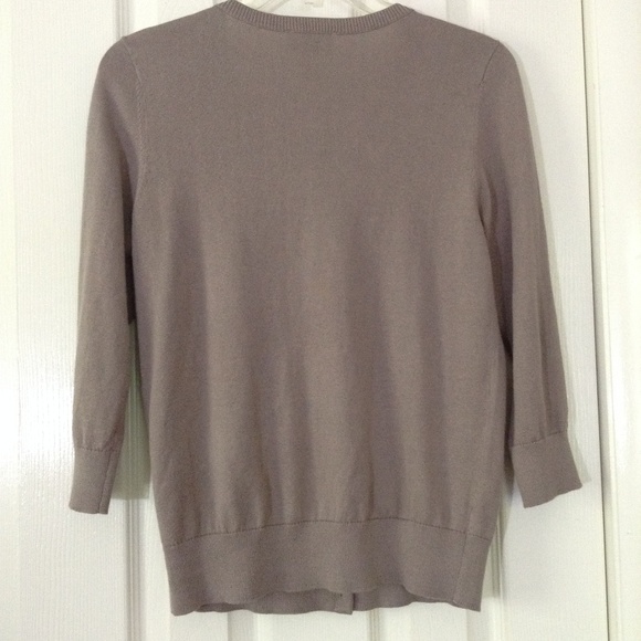 Loft Taupe 3/4 Sleeve Cotton Cardigan Top - Picture 4 of 6